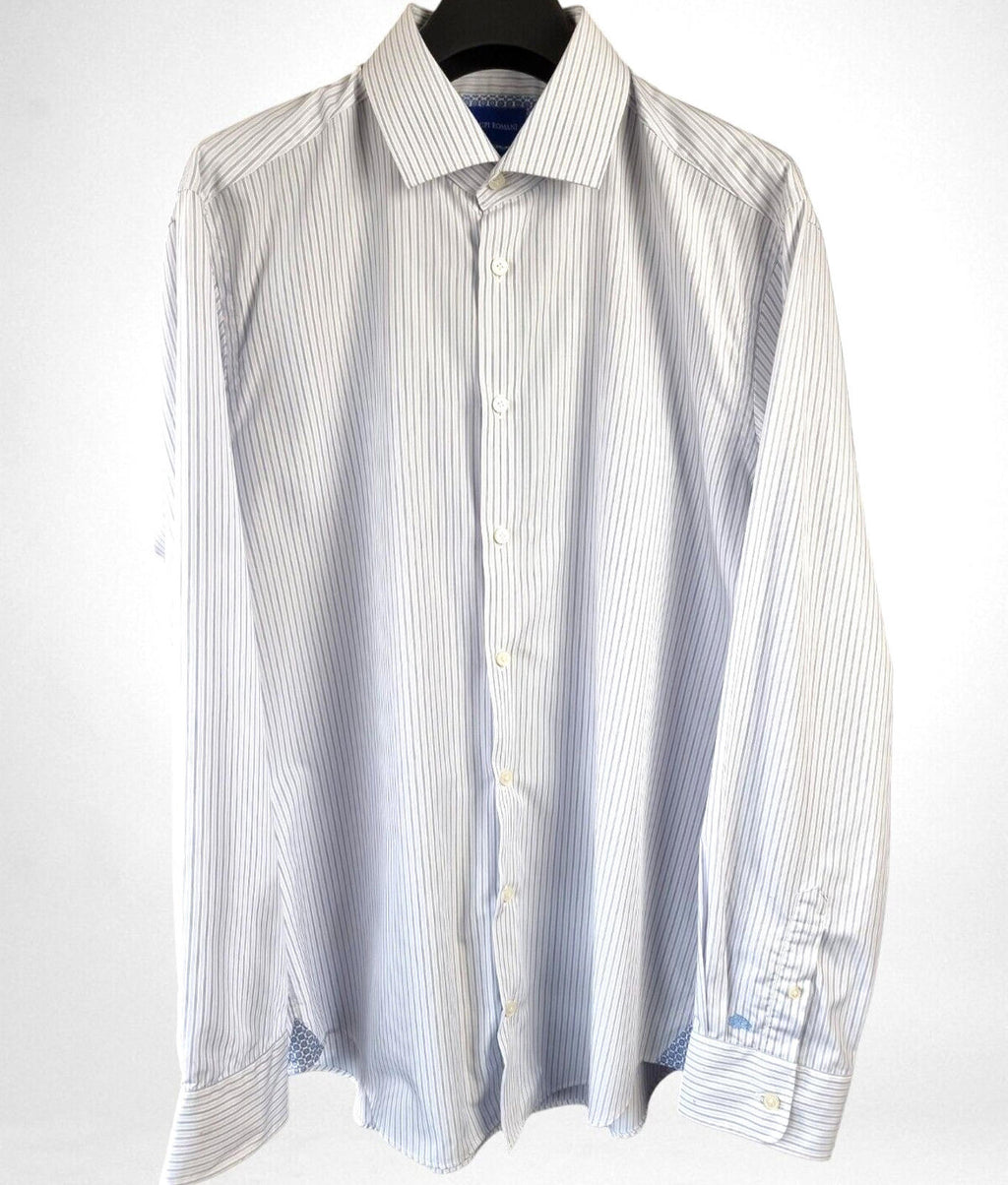 LUPI ROMANI Shirt Men's UK Size XL Slim Fit Non Iron Formal Striped Long Sleeve