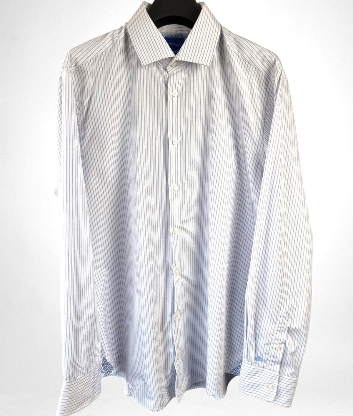 LUPI ROMANI Shirt Men's UK Size XL Slim Fit Non Iron Formal Striped Long Sleeve