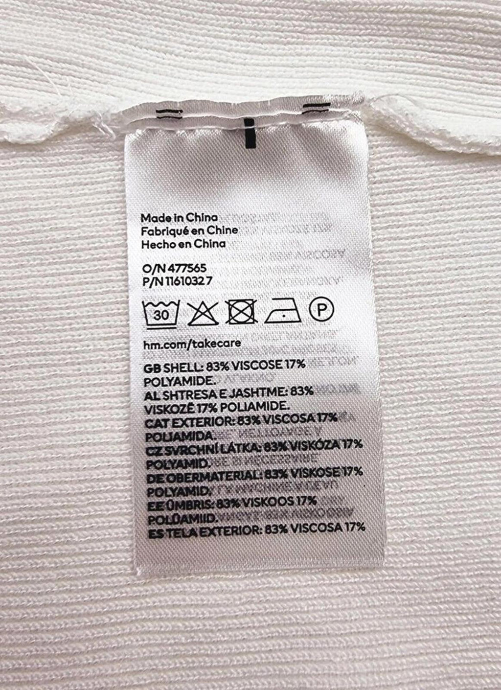 Divided by H&M White Divided Crop Top White Ribbed Blouse Women's UK Size XS