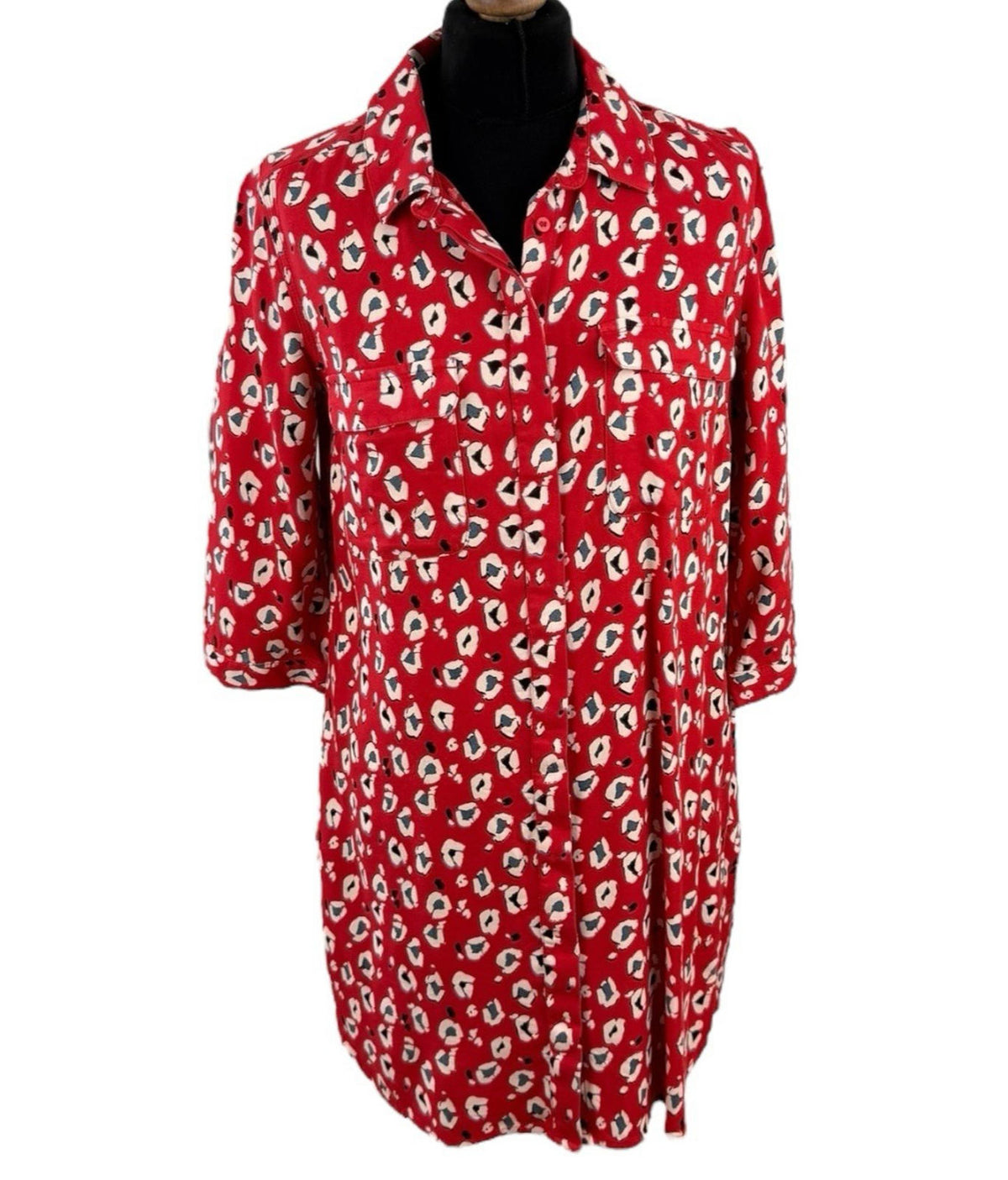 Next Red Next Petite Red Shirt Blouse Animal Print Women's UK Size 12 PETITE