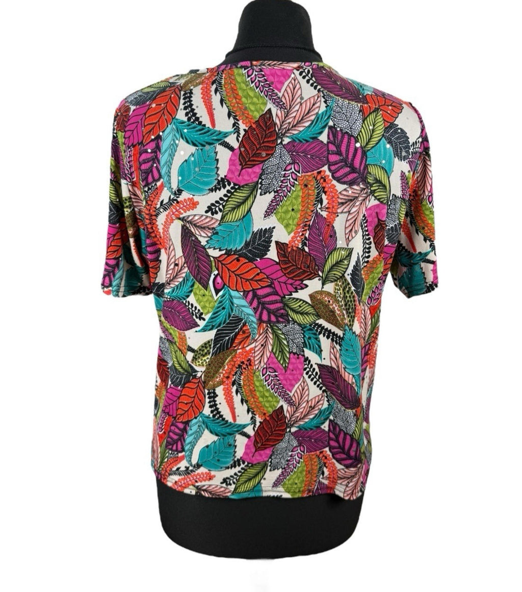 Autonomy Multicolour Sparkle T-shirt Tie Front Short Sleeve Women’s UK Size 12