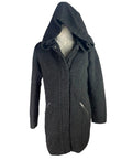 Primark Black Teddy Fleece Coat Mid Length Hooded Women's UK Size 14