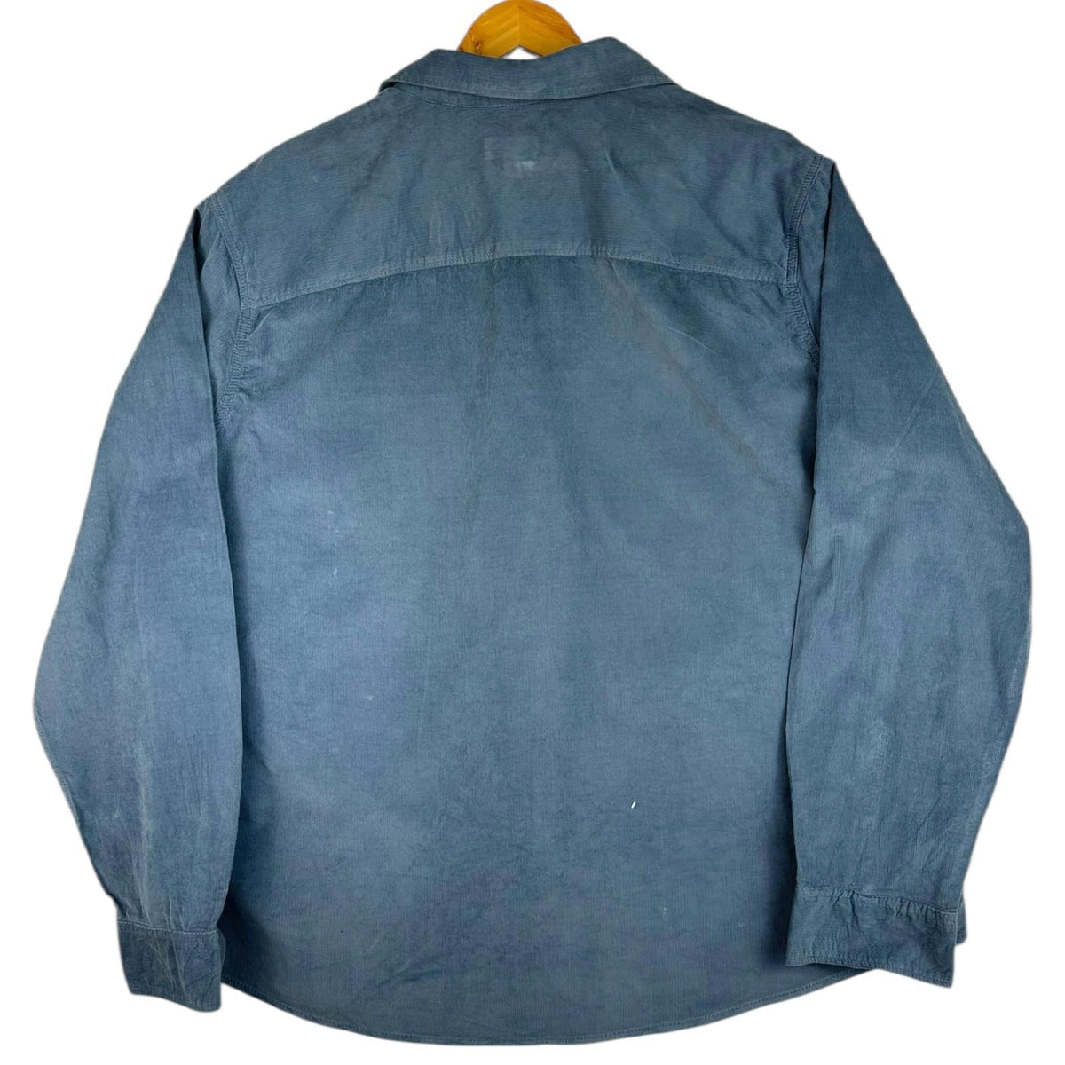 George Shirt Men's UK Size 2XL Blue Corduroy Long Sleeve Wing Collar 100% Cotton