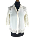 ZARA Cream Zara Basic Ivory Blouse Lace Panels Women's UK Size S