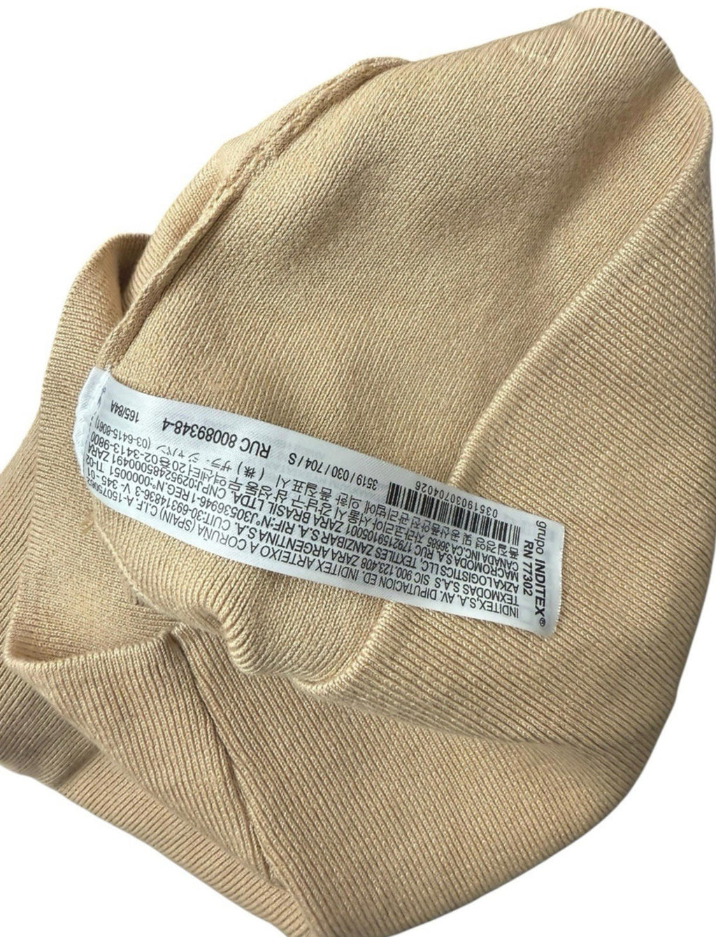 Zara Tan Knitted Crop Top Round Neck Tank Women's UK Size S