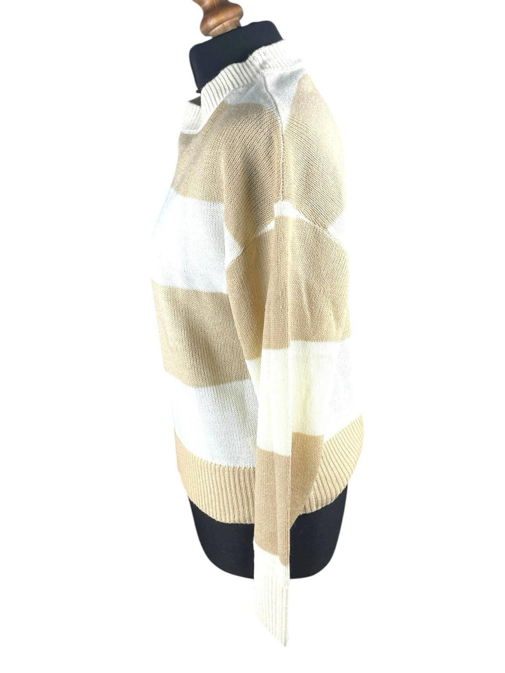 Divided Beige Stripe Jumper Relaxed Fit Women’s UK Size XS