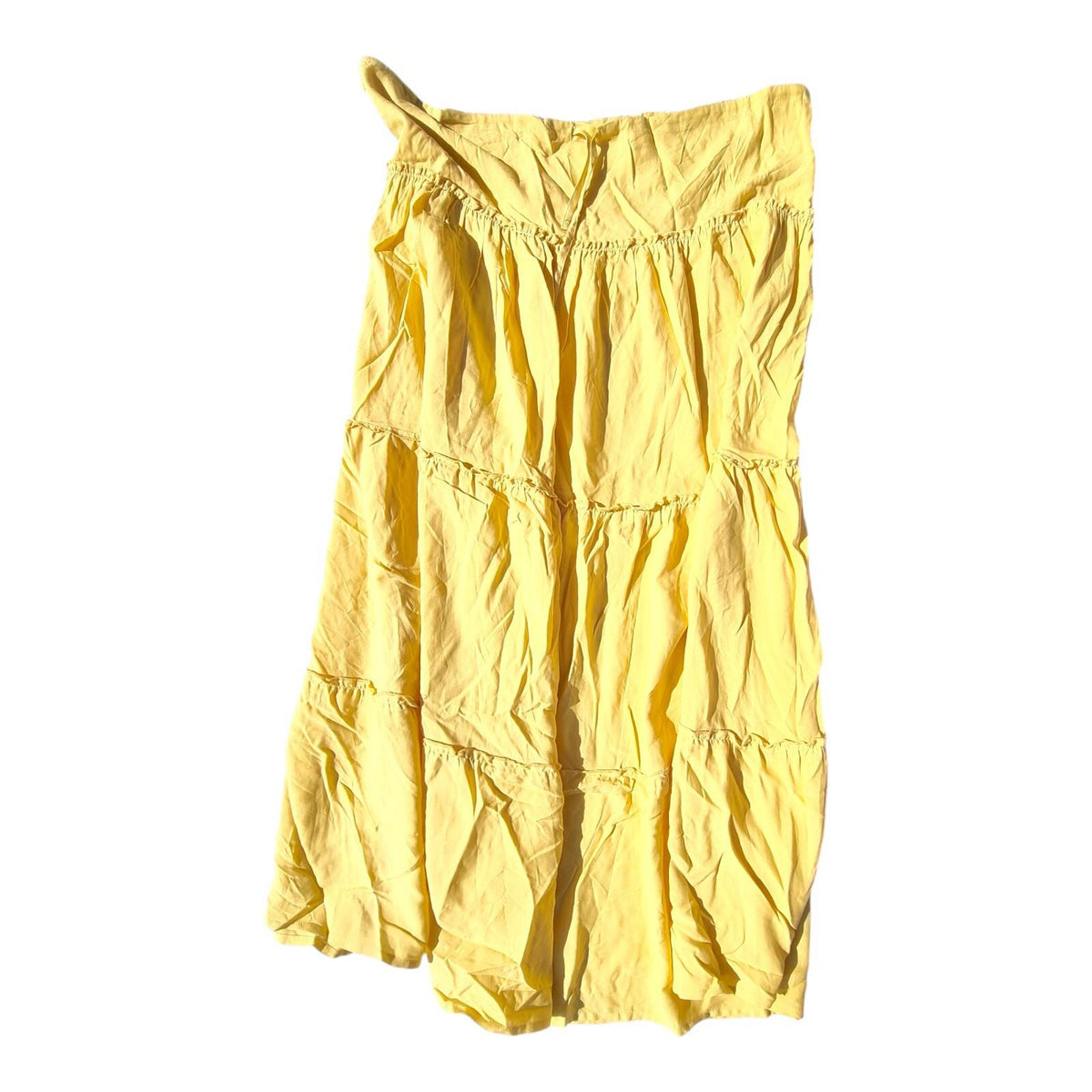 Yellow Tiered Gypsy Skirt Maxi Women's UK Size 18