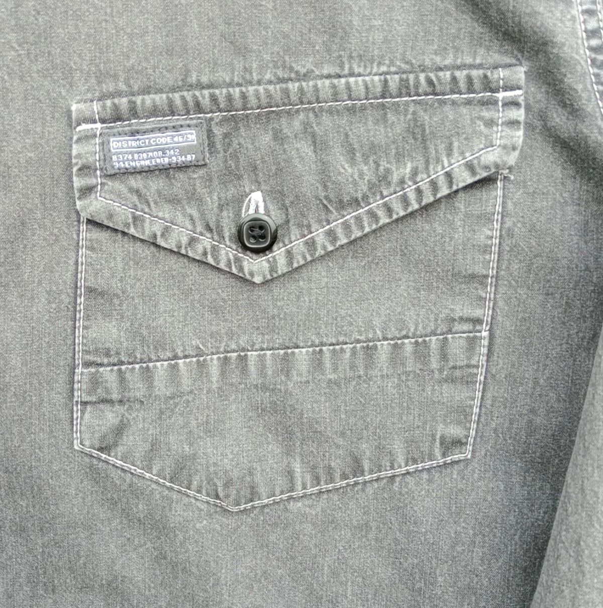 Cedar Wood State Denim Shirt Grey Long Sleeve 100% Cotton UK Men's Size XL