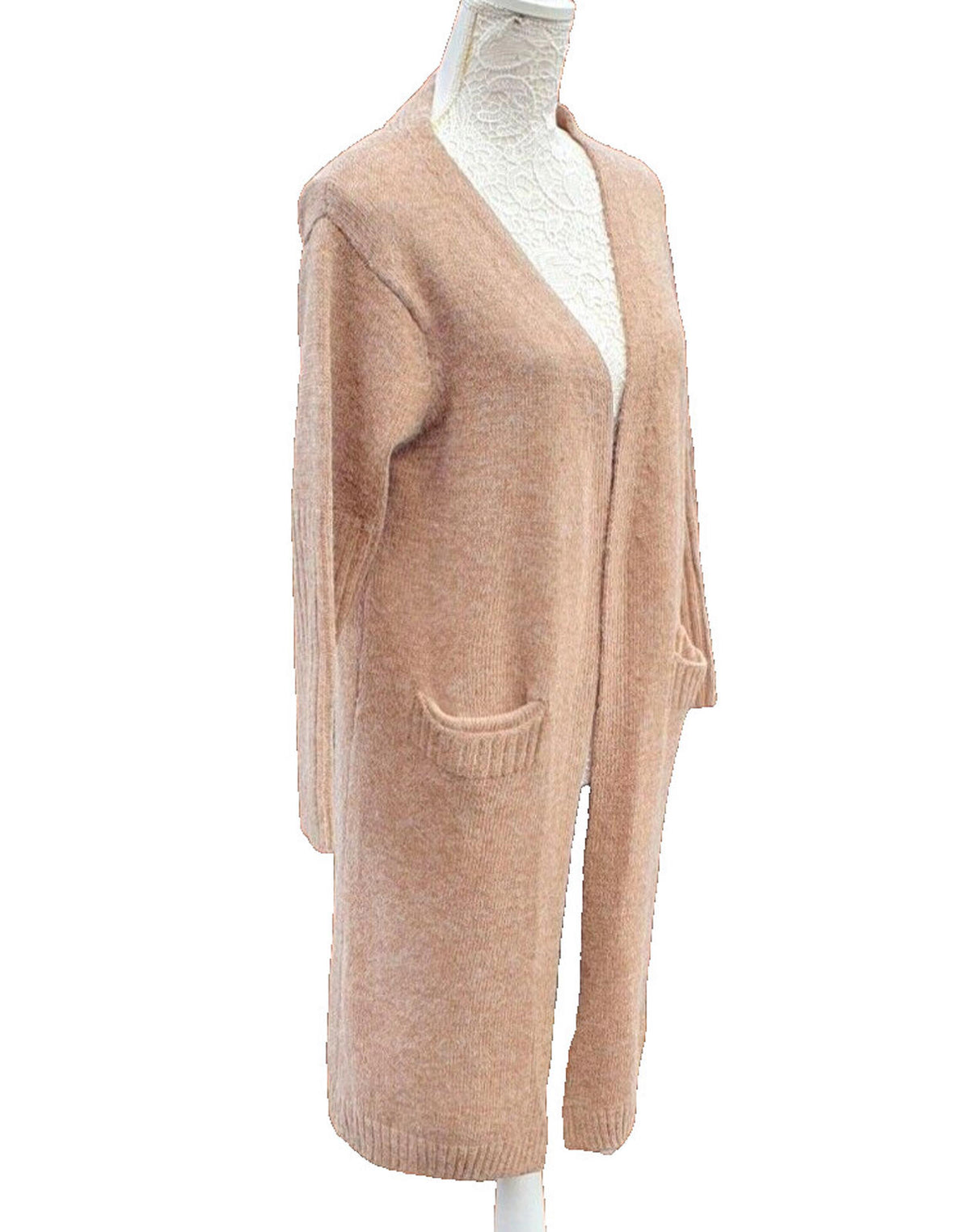 Autumn Winter Open Knit Cardigan Coffee Long Women's UK One Size