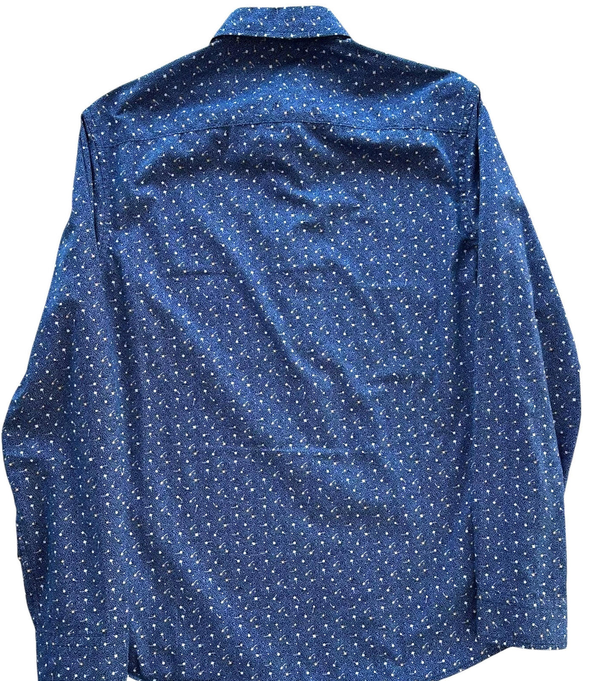 Marks & Spencer Floral Shirt Men's UK Size Small S Blue Button Up Long Sleeve