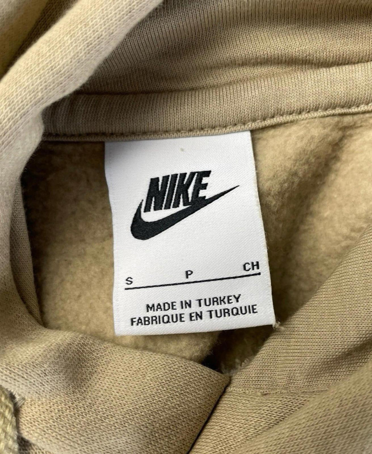 Nike Swoosh Hoodie Fleece Lined Jersey Beige Stone Women's UK Size S