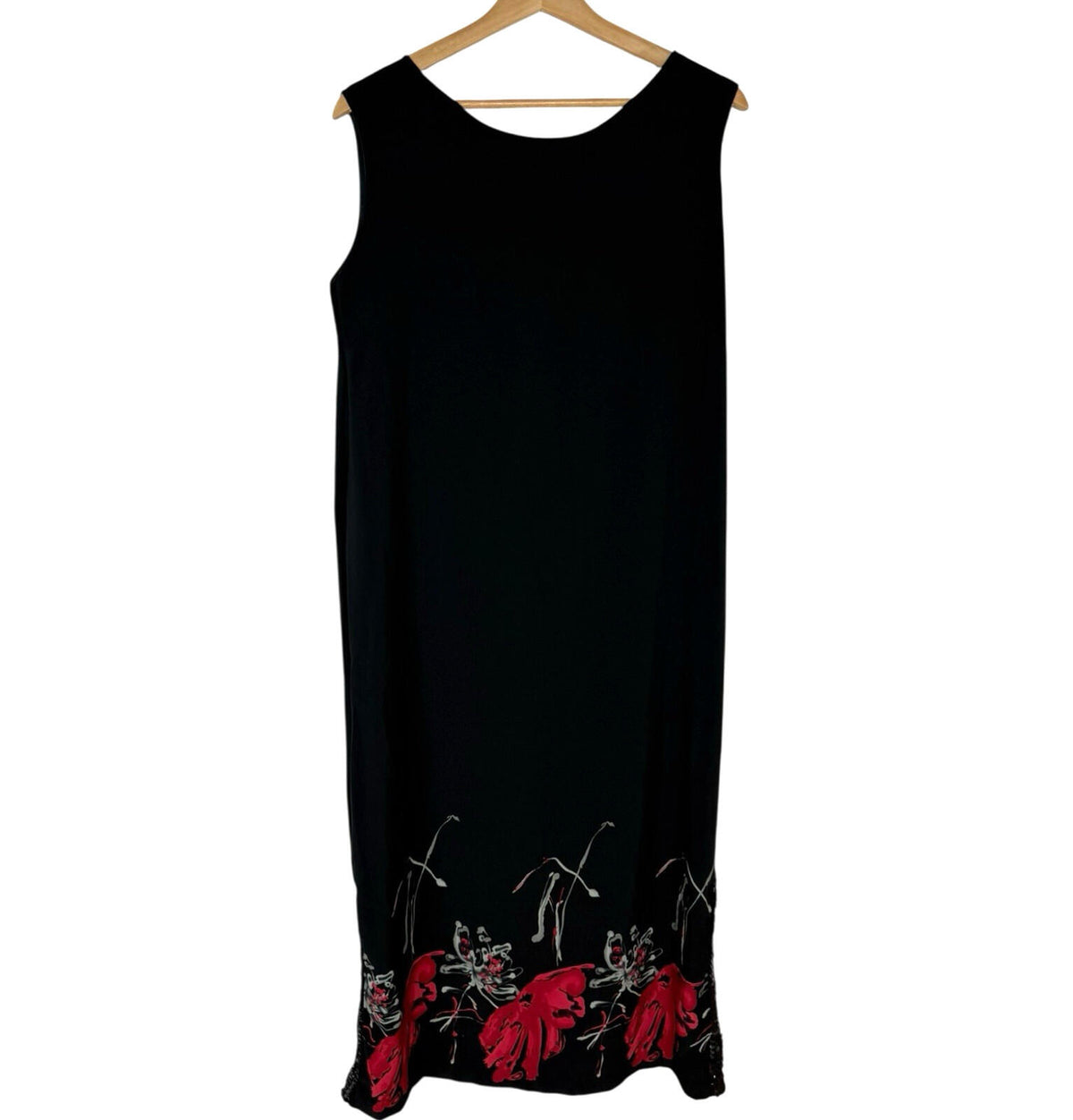 Floral Dress Set Women's UK Size XL (16) Chiffon Midi Cardigan & Scarf Black Red