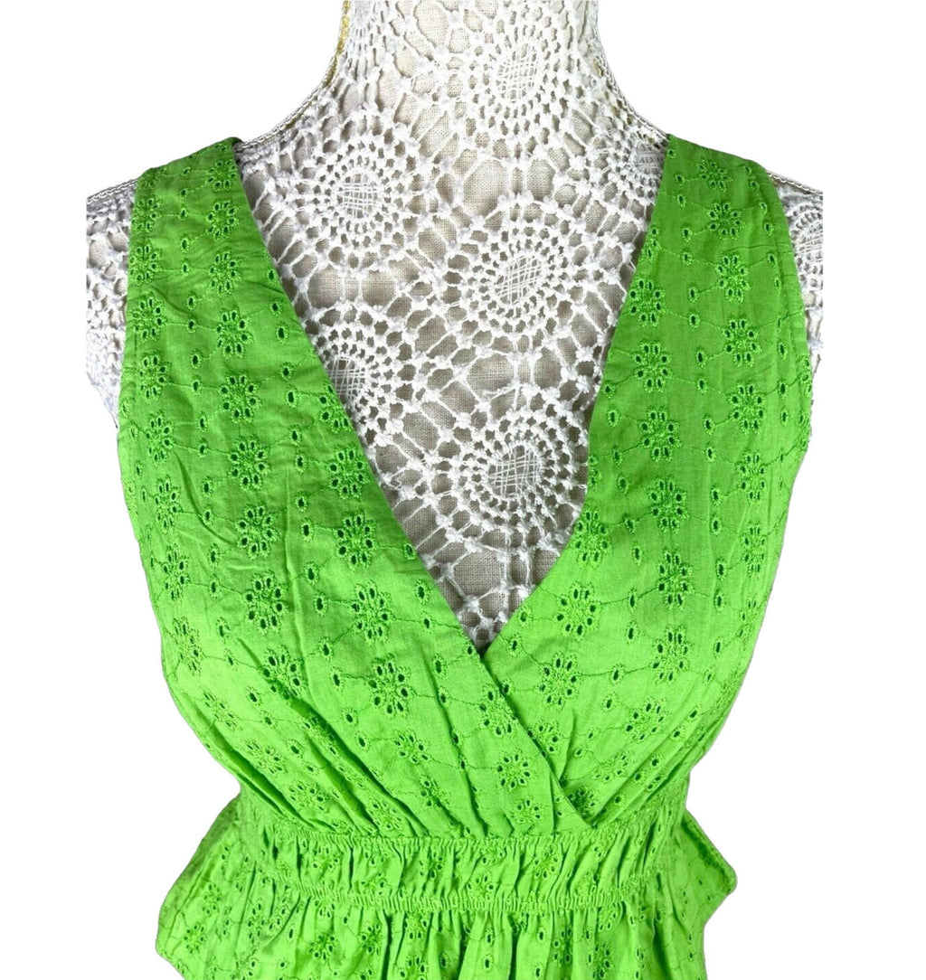 Tank Top Embroidered Cropped Green Blouse Women's UK Size 8