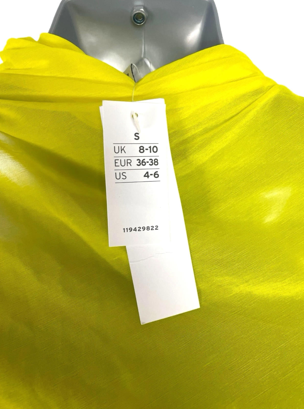 TopShop Yellow Topshop Bright Yellow Chiffon Top One Sleeve Sheer Women's UK Size 8-10