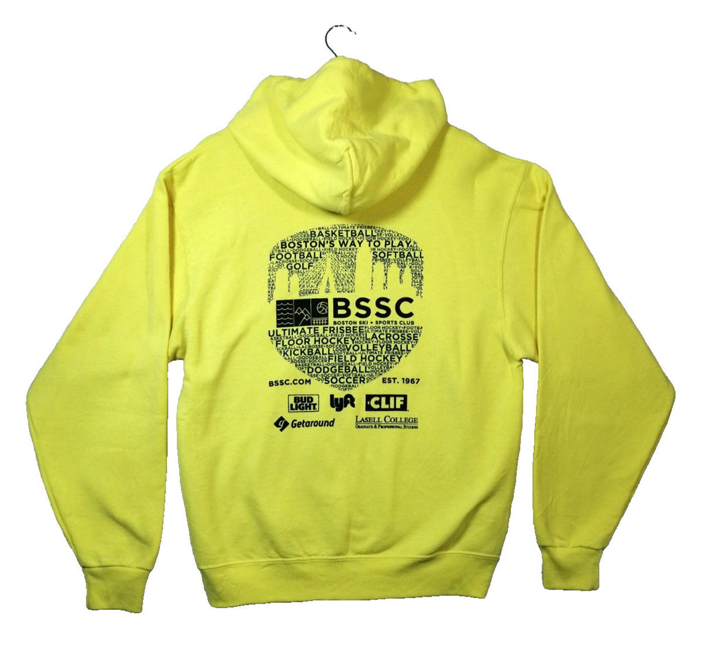 JERZEES Yellow Boston BSSC Champions Hoodie Men's Size M Yellow Jersey Hooded Pockets Sports
