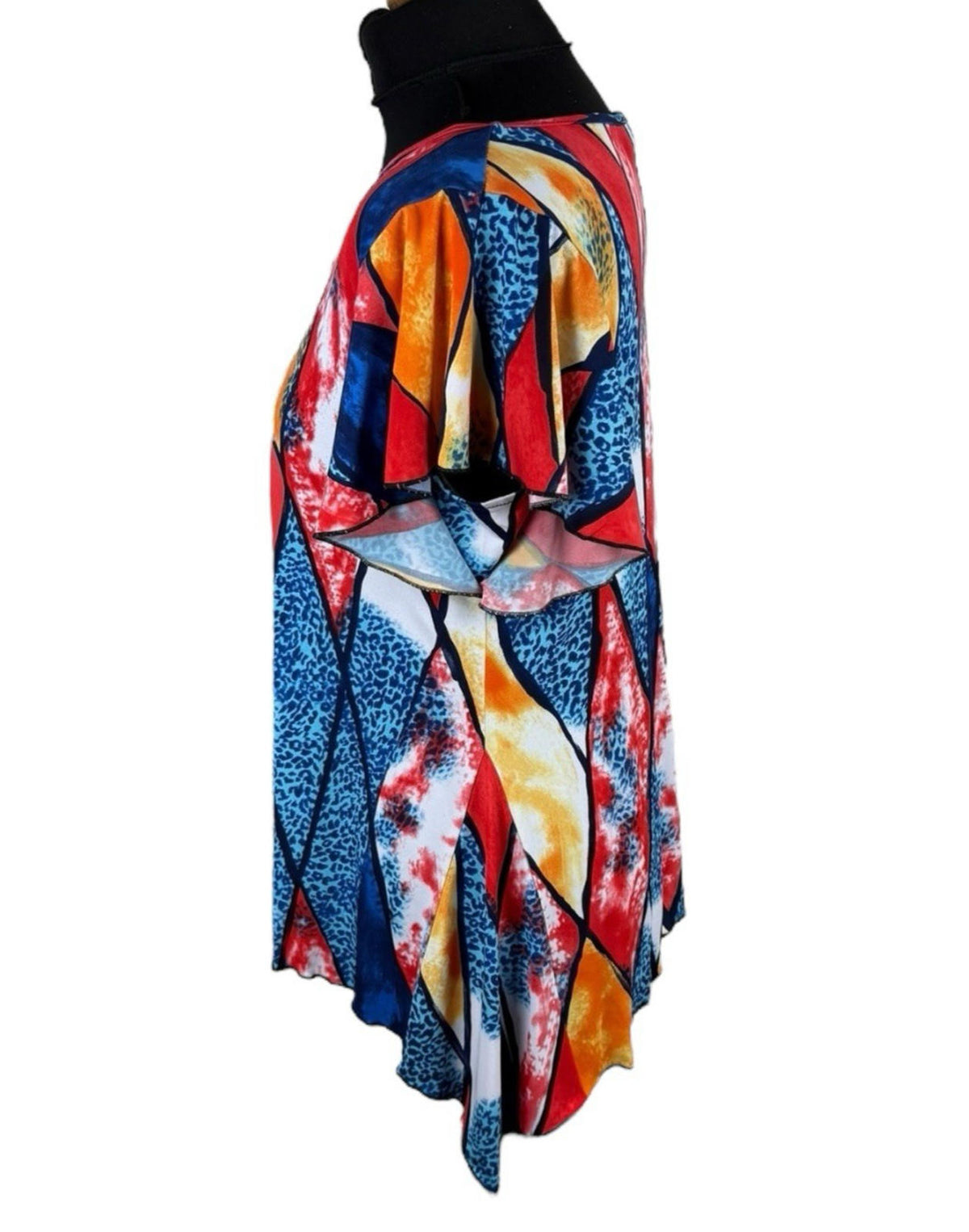 Kate Lilly Multicolour T-shirt Blouse Long Sides Short Sleeve Women's UK Size 20
