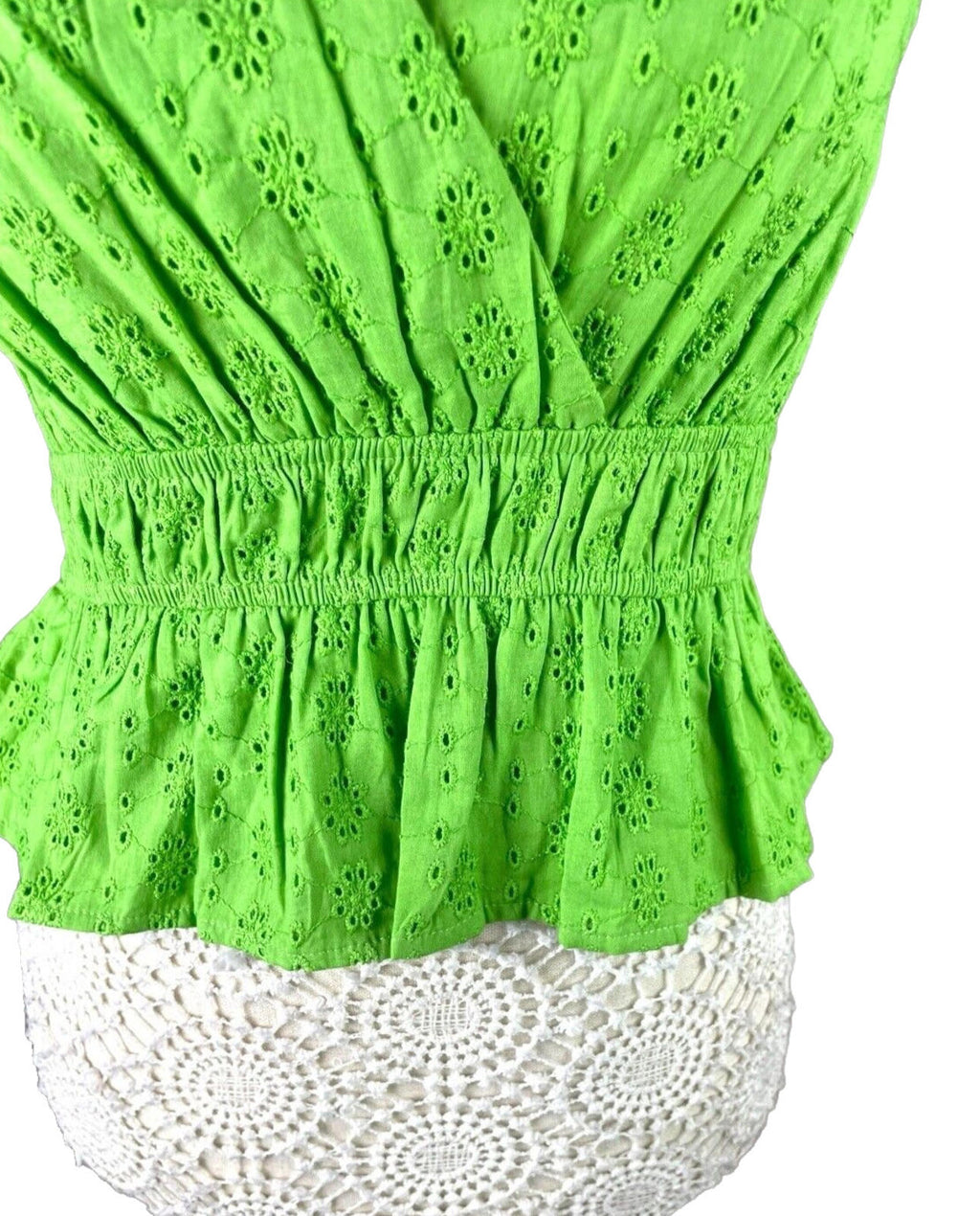 Tank Top Embroidered Cropped Green Blouse Women's UK Size 8