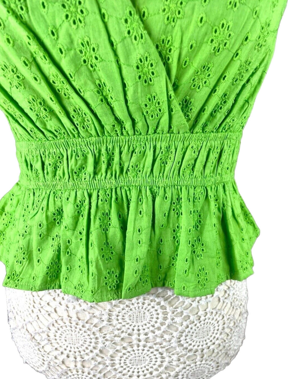 Tank Top Embroidered Cropped Green Blouse Women's UK Size 8