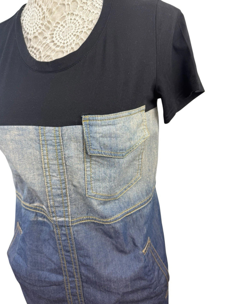 Denim T-shirt Dress Pockets Knee Length Women’s UK Size M (10)