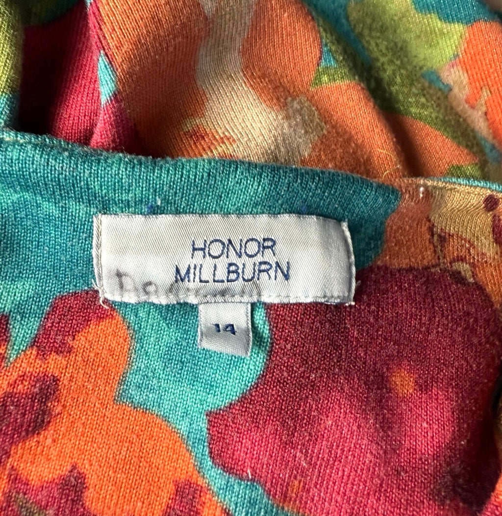 Honer Millburn Multi Honor Millburn Floral Top Women's UK Size 10 3/4 Sleeve Multicolour