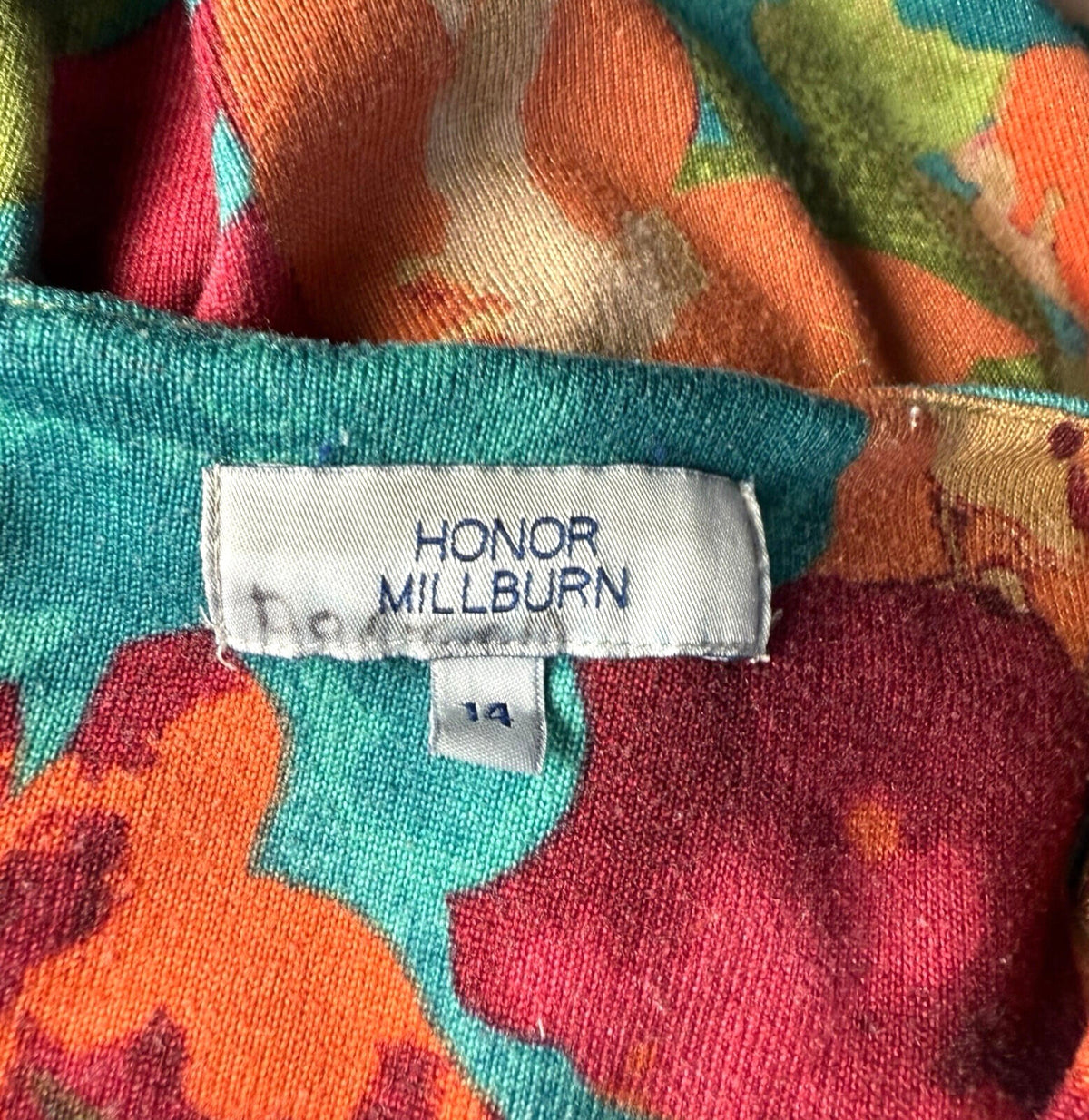 Honer Millburn Multi Honor Millburn Floral Top Women's UK Size 10 3/4 Sleeve Multicolour