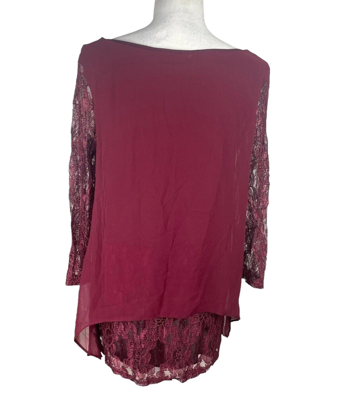 Floryday Red Burgandy Lace Tiered Top Women's UK Size M (8-10)