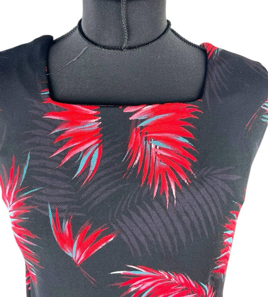 Next Red Leaf Print Tank Top Blouse Square Neck Summer Women's UK Size 10