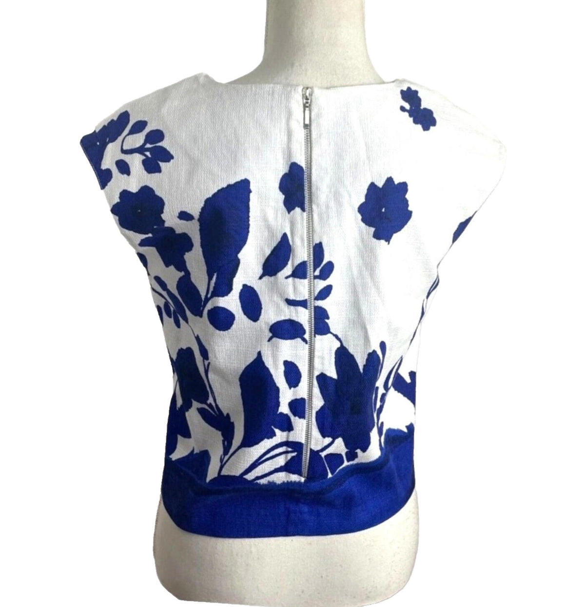 ZARA White Zara Textured Floral Cotton Blend Crop Top Women's UK Size Small S