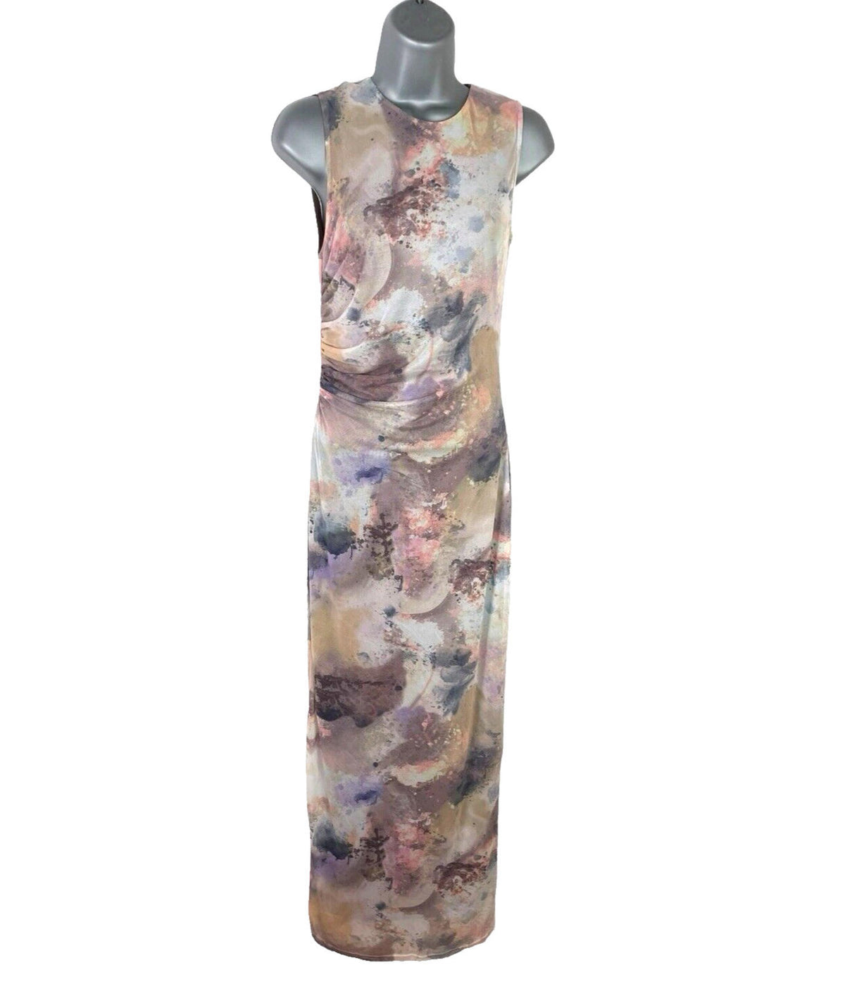 Stradivarius Pastel Maxi Dress Lined Ruffle Side Women’s UK Size XS