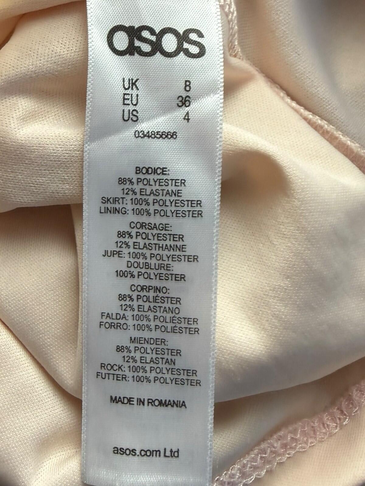 ASOS Beige ASOS Sequin Party Dress Women's UK Size 8 Knee Length Sleeveless Lined Pastel