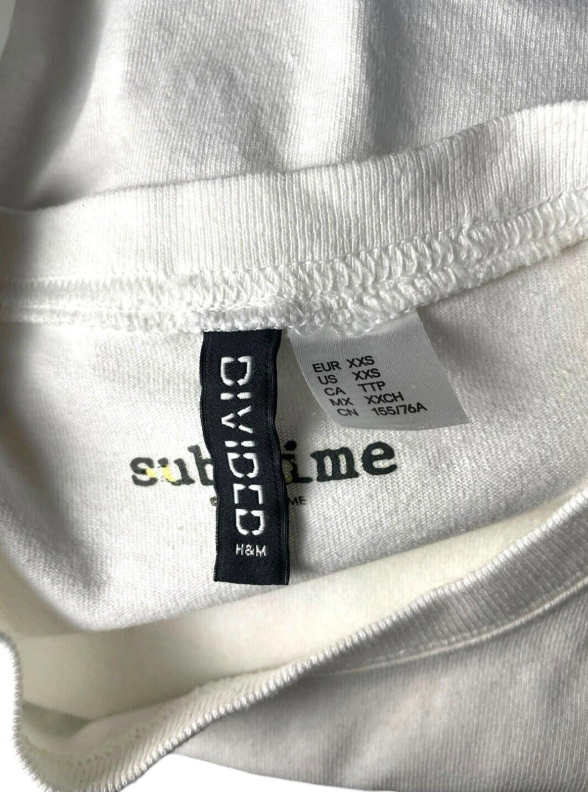 Divided White Oversized Printed T-Shirt Sublime Women's UK Size 2XS