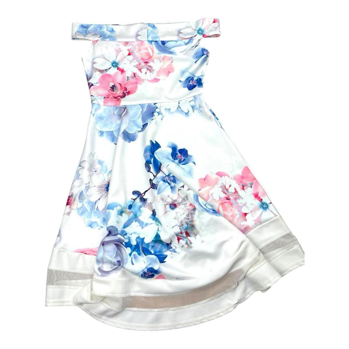 Quiz Occasion Dress Floral A-Line Off Shoulder Women's UK Size 10