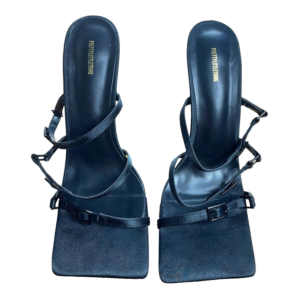 Pretty Little Thing Shoes Black Open Toe Women's UK Size 6