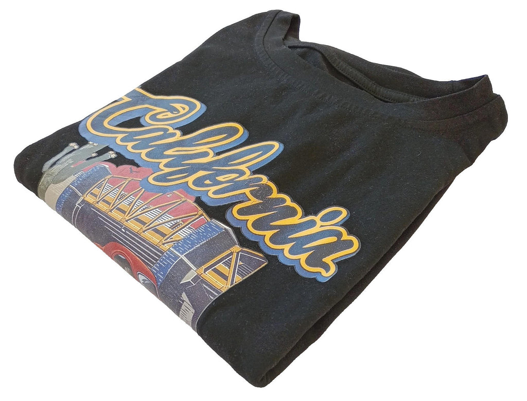 SHEIN Black California Graphic Print T-Shirt Men's UK Size S Black Crew Neck 100% Cotton