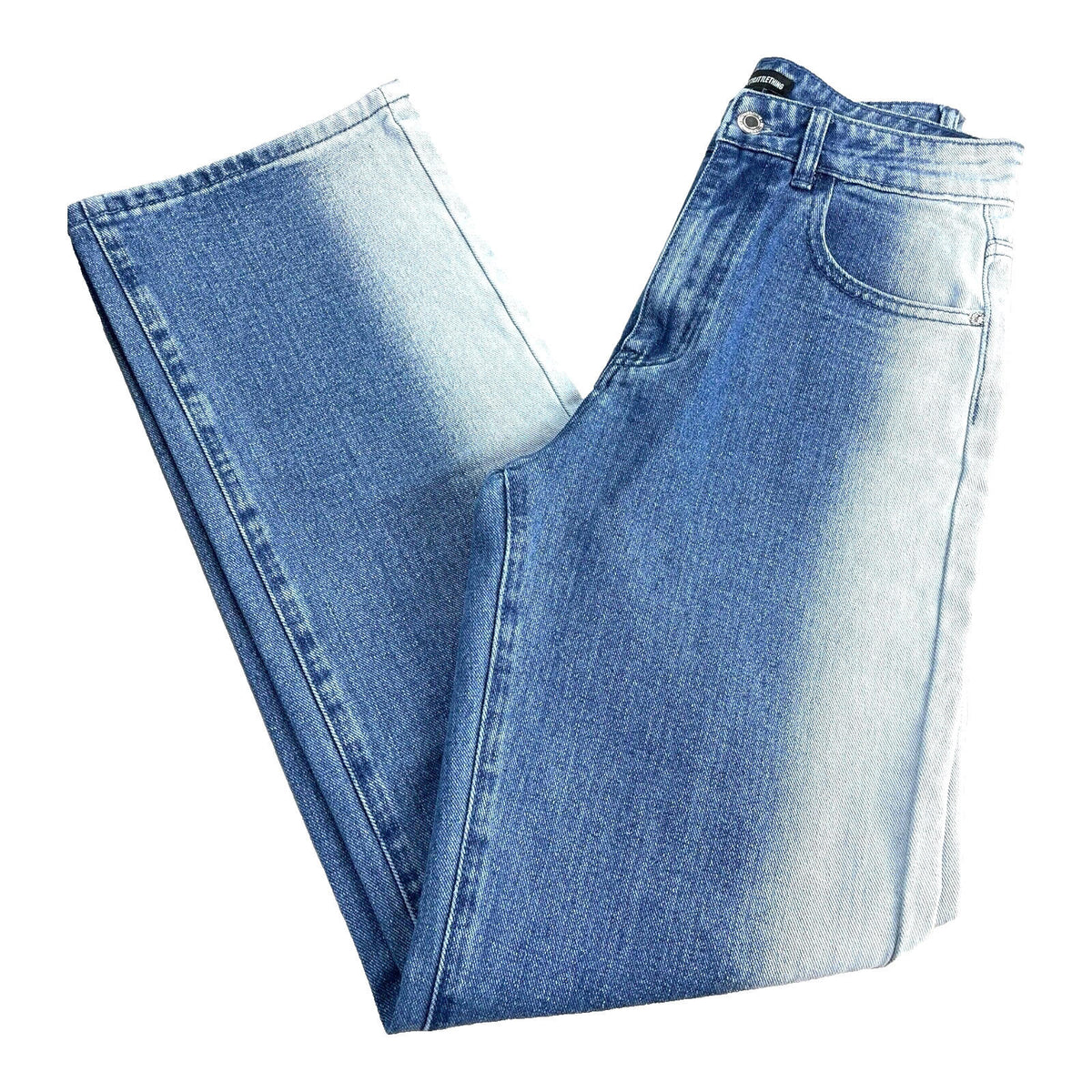 Pretty Little Thing Denim Jeans Bleached Sides Straight Leg Women's UK Size 8