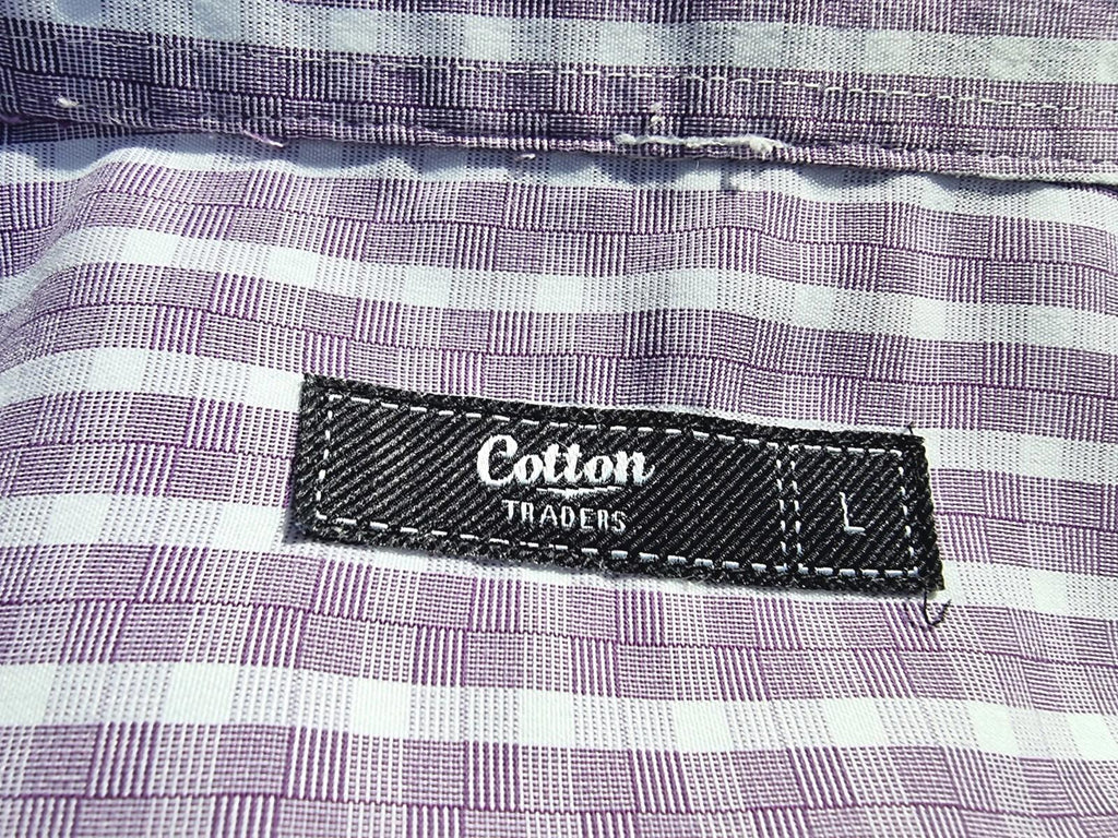 Cotton Traders Shirt Check Short Sleeve 100% Cotton Men's UK Size L Large