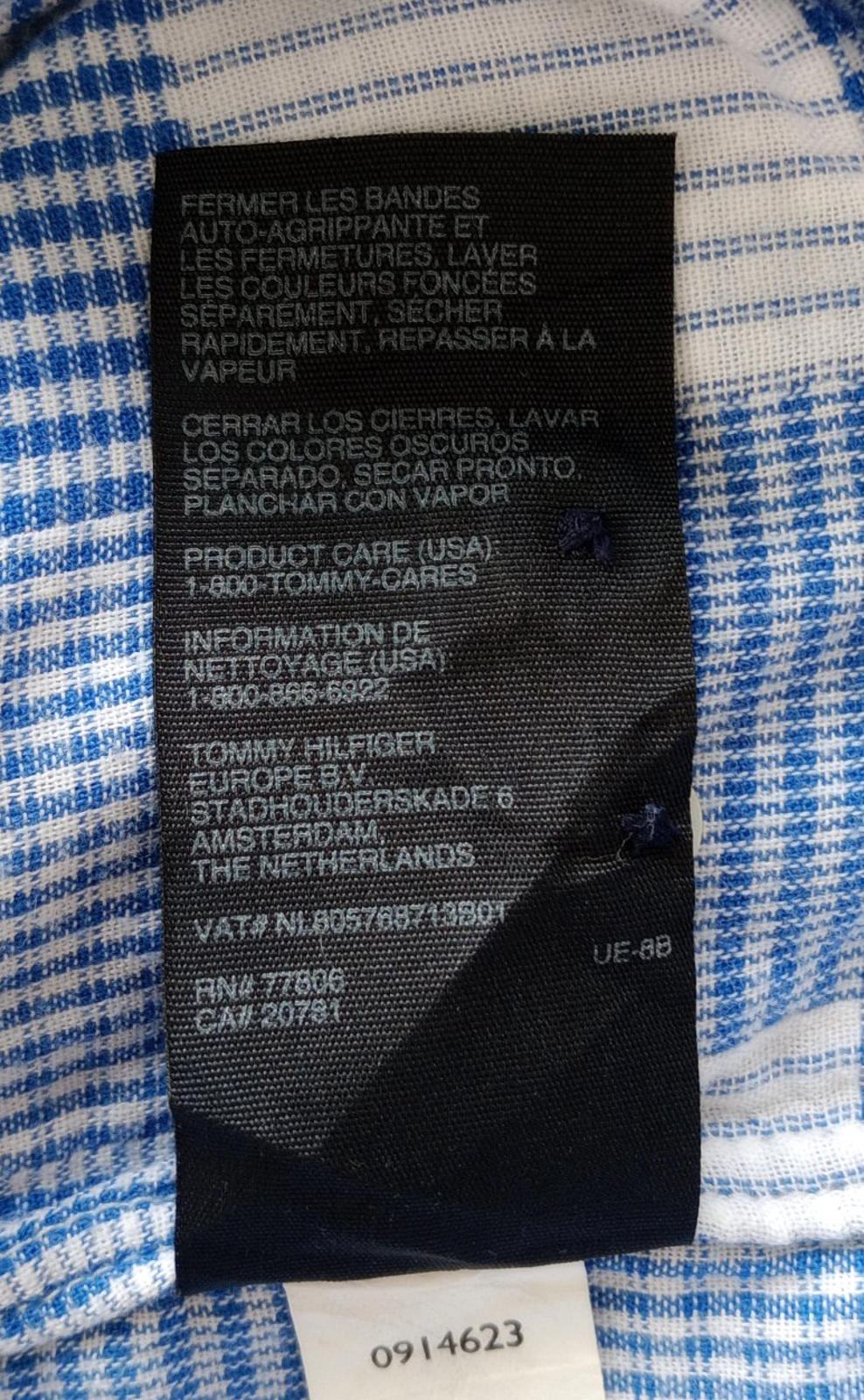 Tommy Hilfiger Men's UK Size 2XL Blue Check Long Sleeve Pockets Easy Care