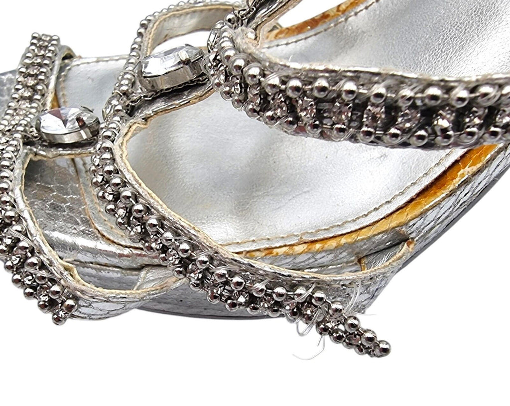 Shoe Box Silver Embellished High Heel Sandals Women's UK Size 7