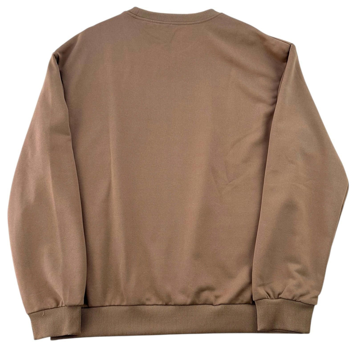 Brown Casual Jumper Men's UK Size XL Brown Long Sleeve Crew Neck Stretch Waist Cuff