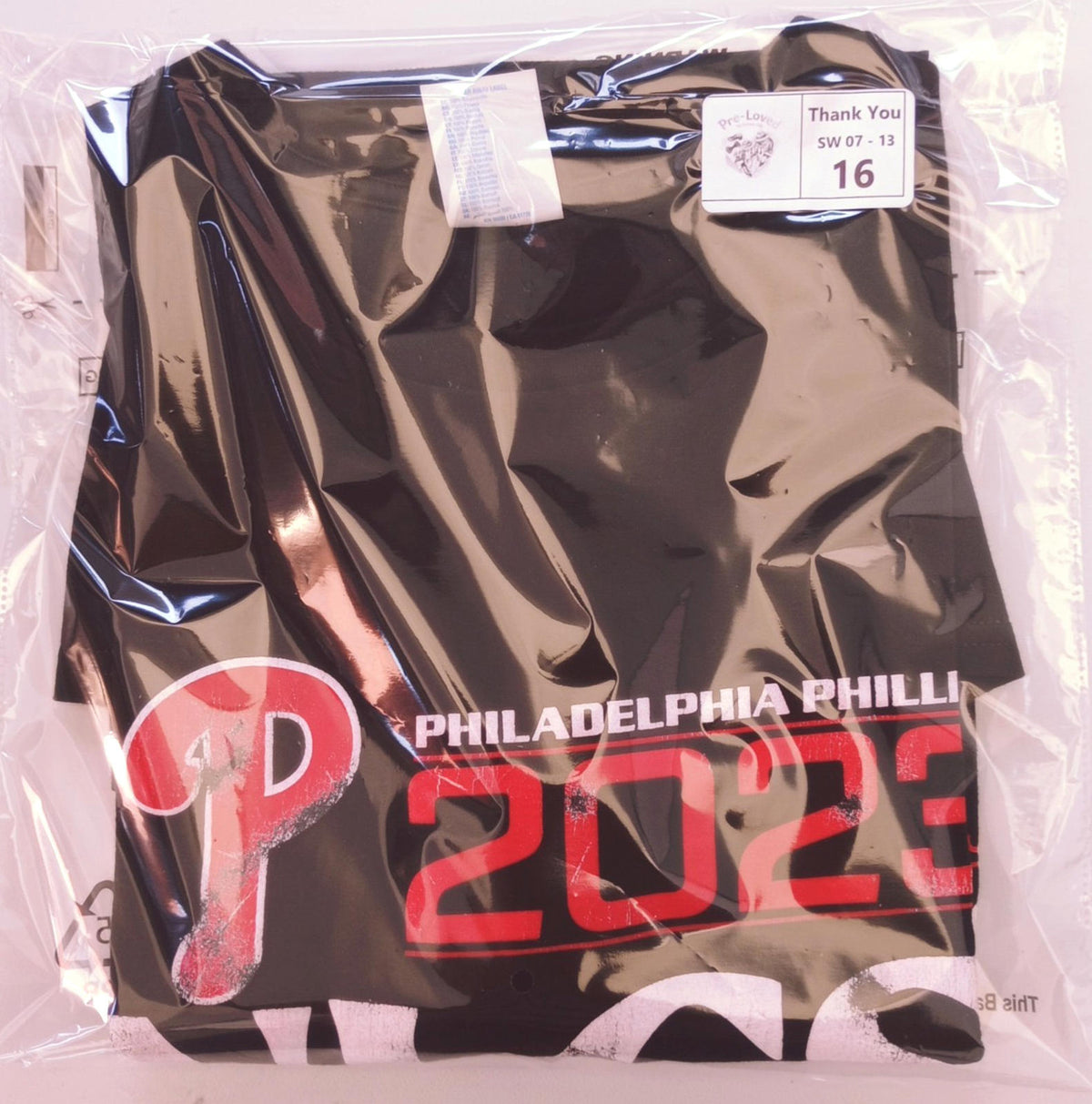 Philadelphia Phillies Graphic Print T-Shirt Men's UK Size XL Black Baseball Tee