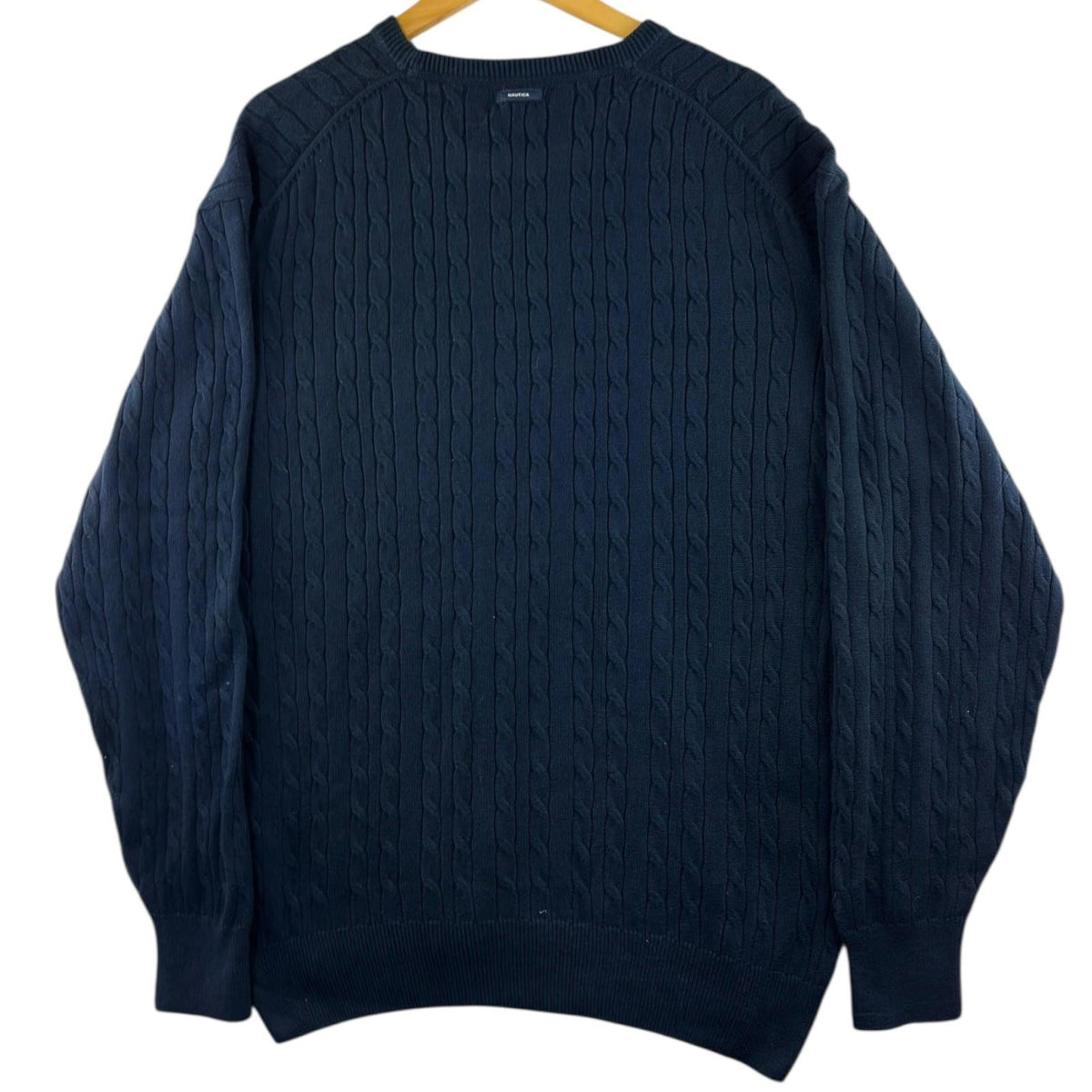 Nautica Knit Jumper Men's UK Size XL Navy Blue 100% Cotton Long Sleeve Crew Neck