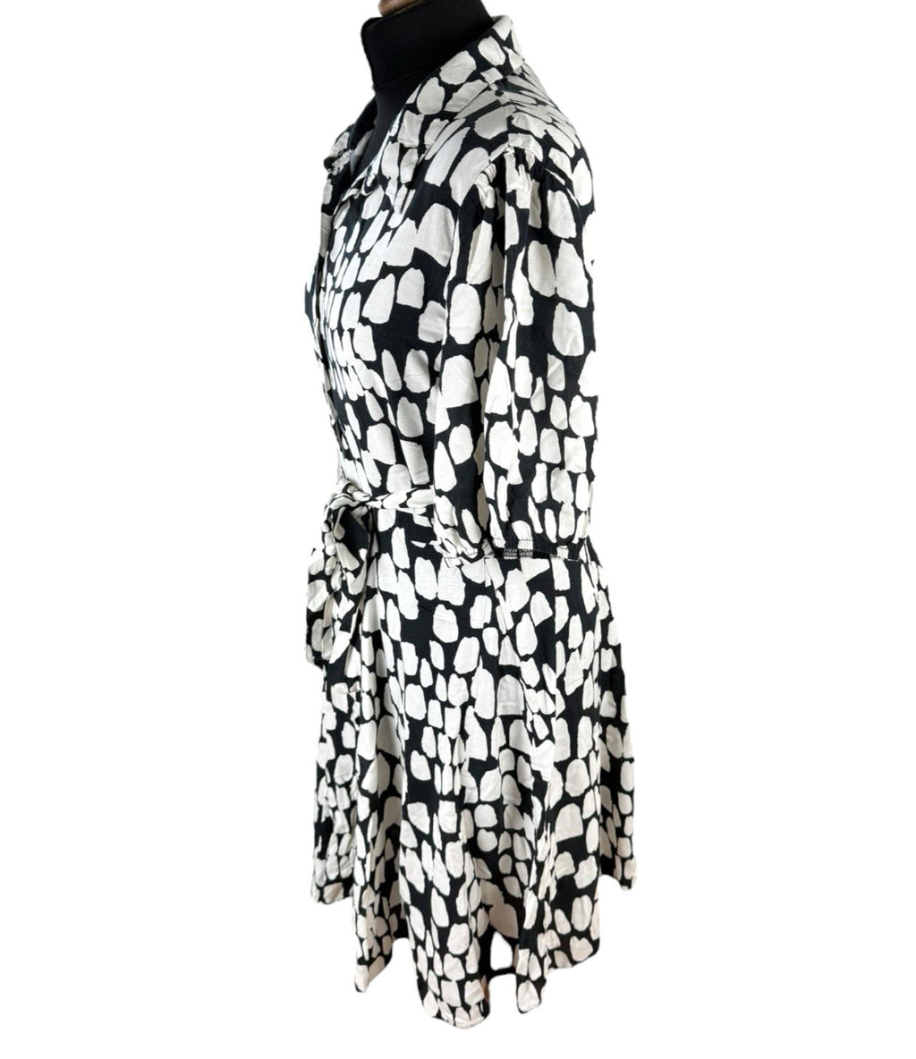New Look Abstract Print Mini Shirt Dress Women's UK Size 18 Belted Knee Length
