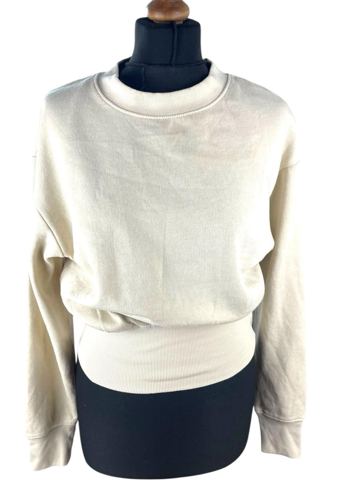 Zara Jumper Jersey Cream Beige Cropped Sweater Women's UK Size S