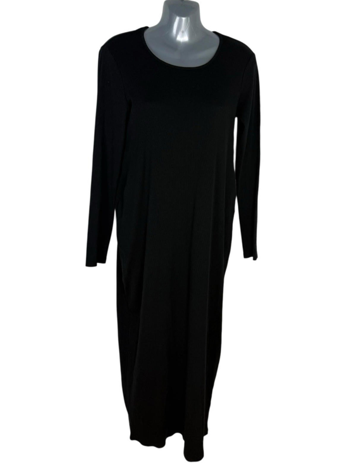 New Look Maternity Dress Black Ribbed Stretch Long Sleeve Women’s UK Size 14