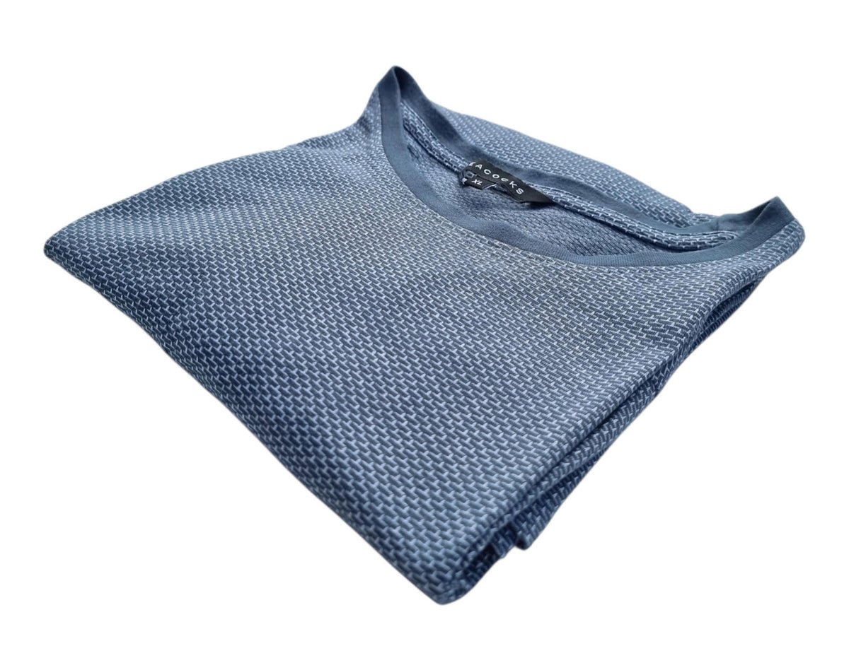 Peacocks Blue Peacocks T-Shirt Men's UK Size XL Blue Geometric Pattern Crew Neck Summer
