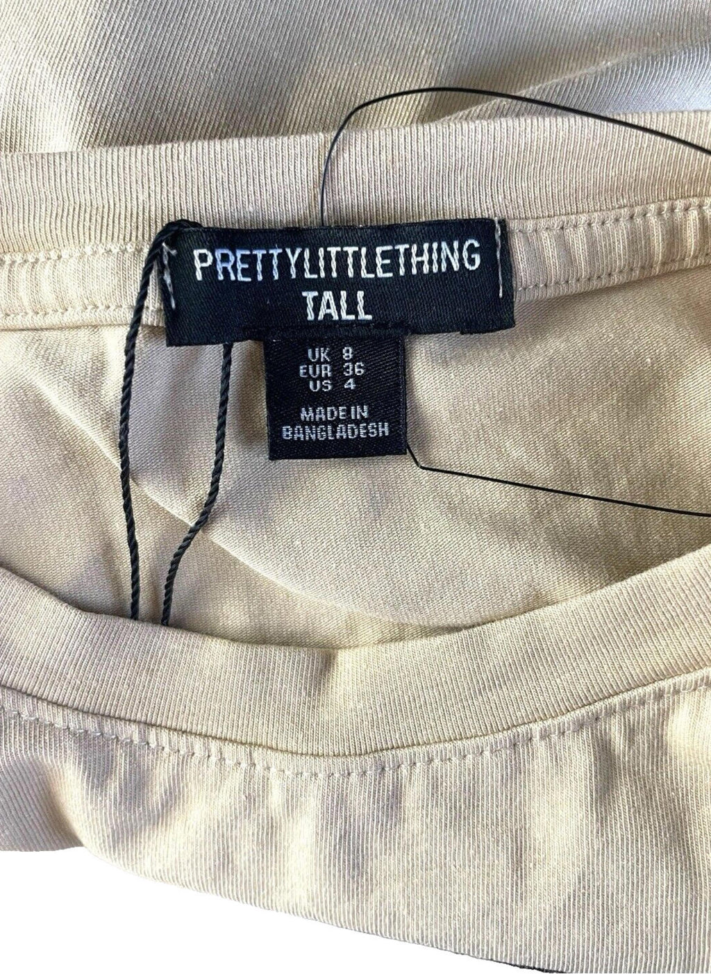 Pretty Little Thing Tall Beige T-shirt Women's UK Size 8