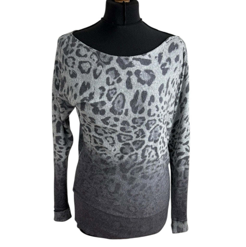 Inspire Collection Gray Inspire Collection Jumper Women's UK Size 10 S - M Grey Thin Leopard Print