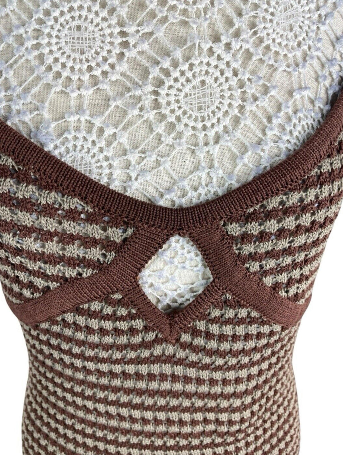 Pretty Little Thing Cupped Knit Maxi Dress Women’s UK Size S Brown Slip-Dress