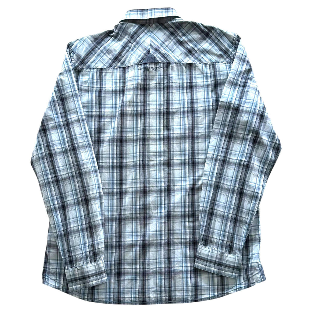 Next Plaid Snap Shirt Men's UK Size XL Long Sleeve Western Blue & White Check