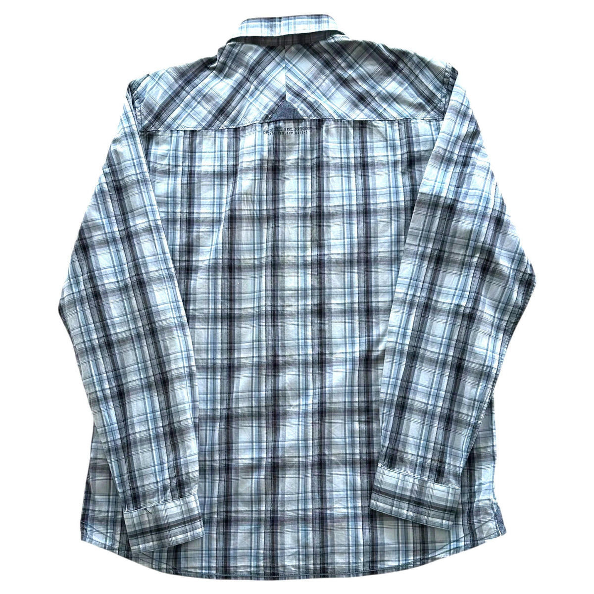 Next Plaid Snap Shirt Men's UK Size XL Long Sleeve Western Blue & White Check